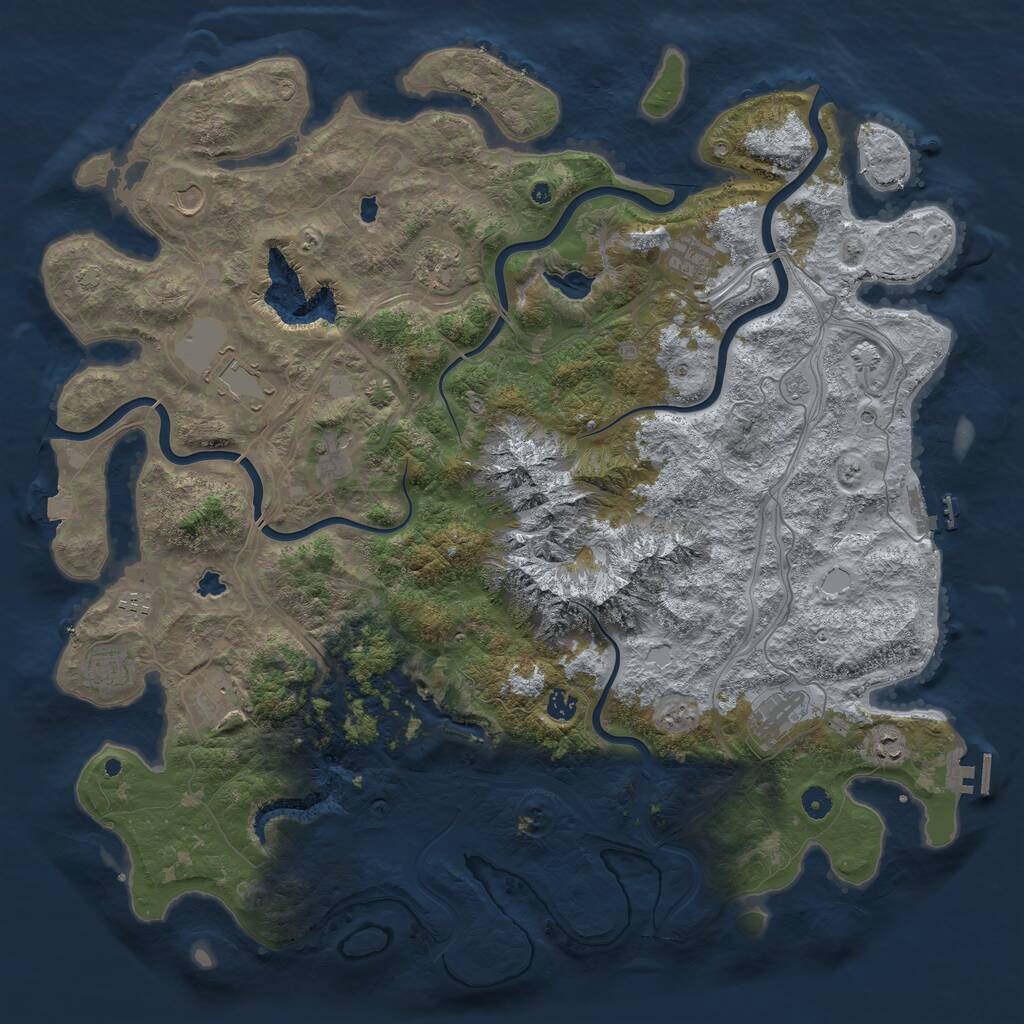 Rust Map: Procedural Map, Size: 5000, Seed: 206899598, 17 Monuments