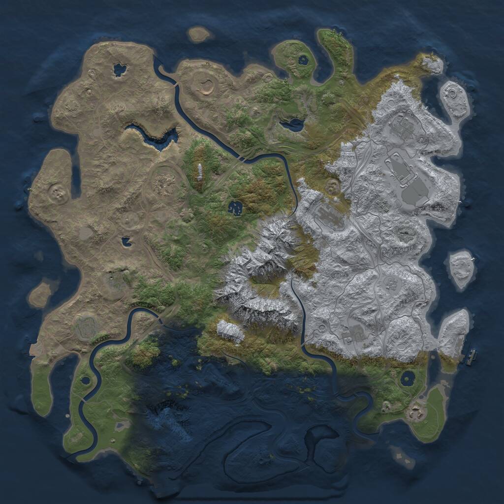Rust Map: Procedural Map, Size: 5000, Seed: 1398752436, 17 Monuments