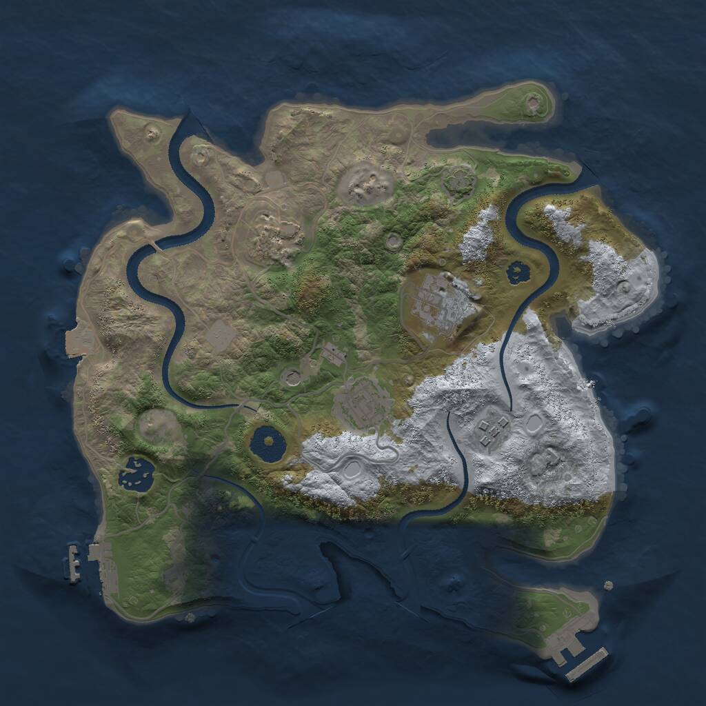 Rust Map: Procedural Map, Size: 3000, Seed: 409388457, 10 Monuments