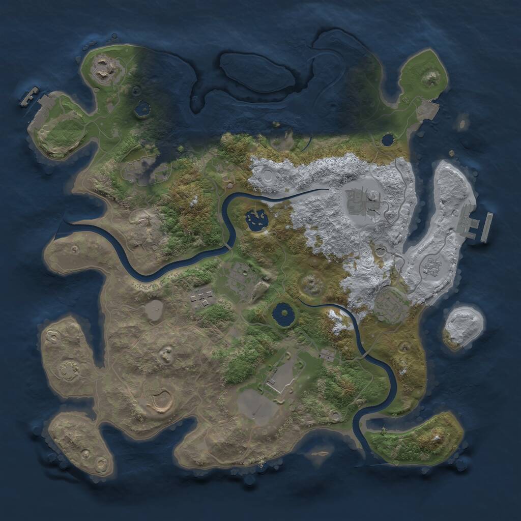 Rust Map: Procedural Map, Size: 3500, Seed: 884754342, 15 Monuments