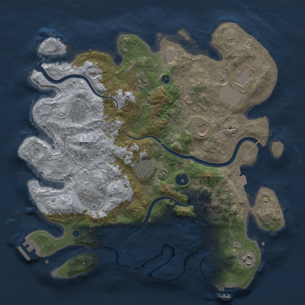 Rust Map: Procedural Map, Size: 3700, Seed: 1248116251, 14 Monuments