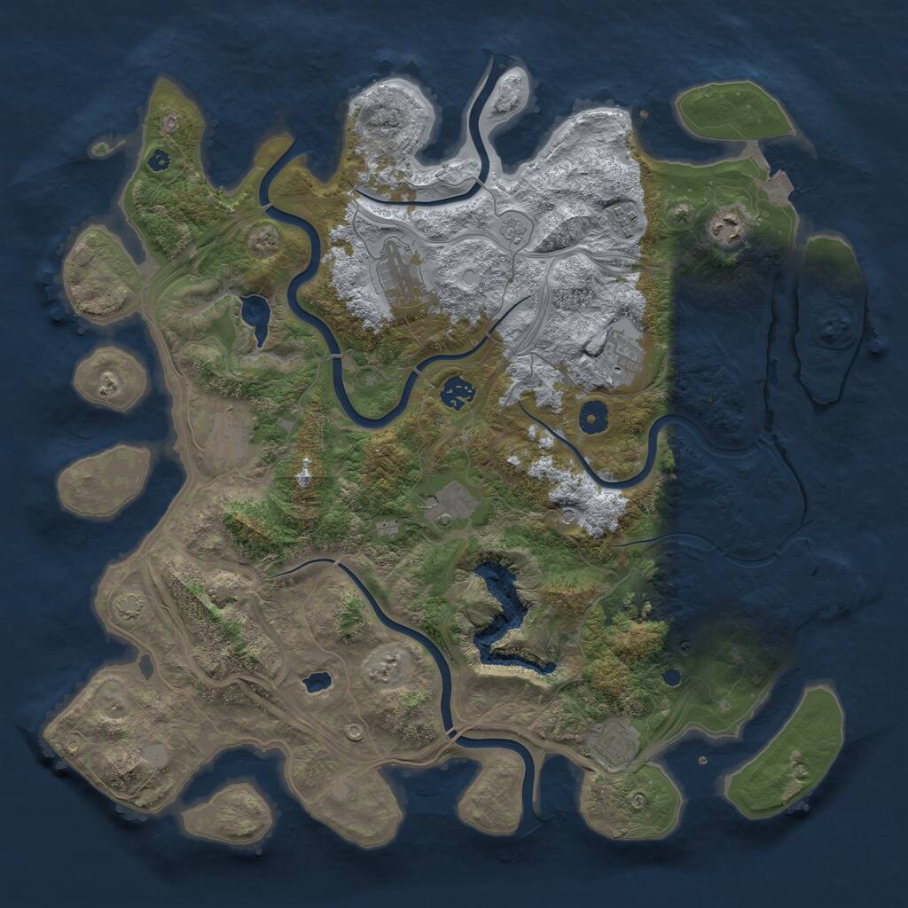 Rust Map: Procedural Map, Size: 4250, Seed: 63472790, 13 Monuments