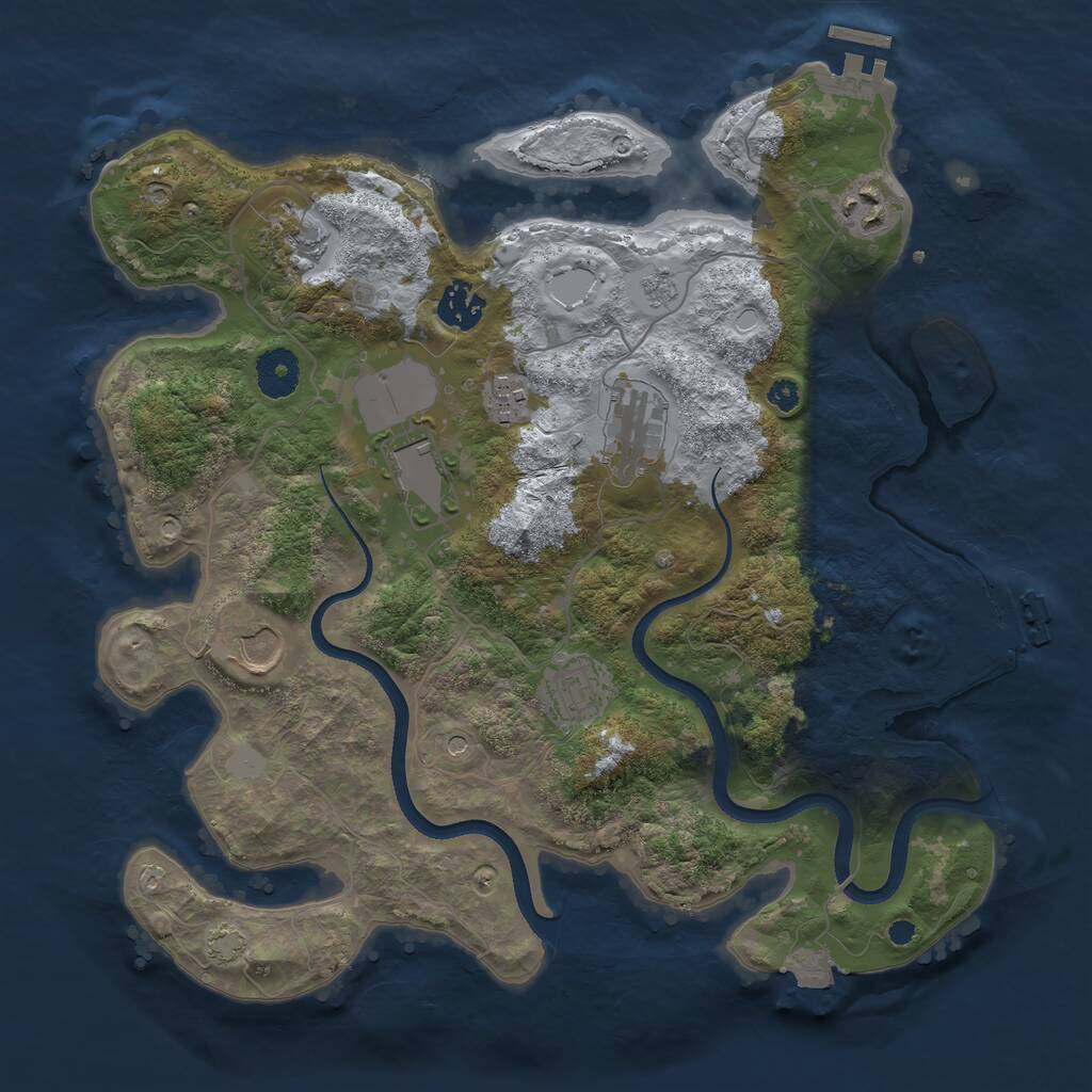 Rust Map: Procedural Map, Size: 3500, Seed: 2847349, 14 Monuments