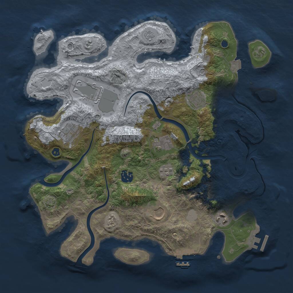 Rust Map: Procedural Map, Size: 3500, Seed: 264261, 14 Monuments
