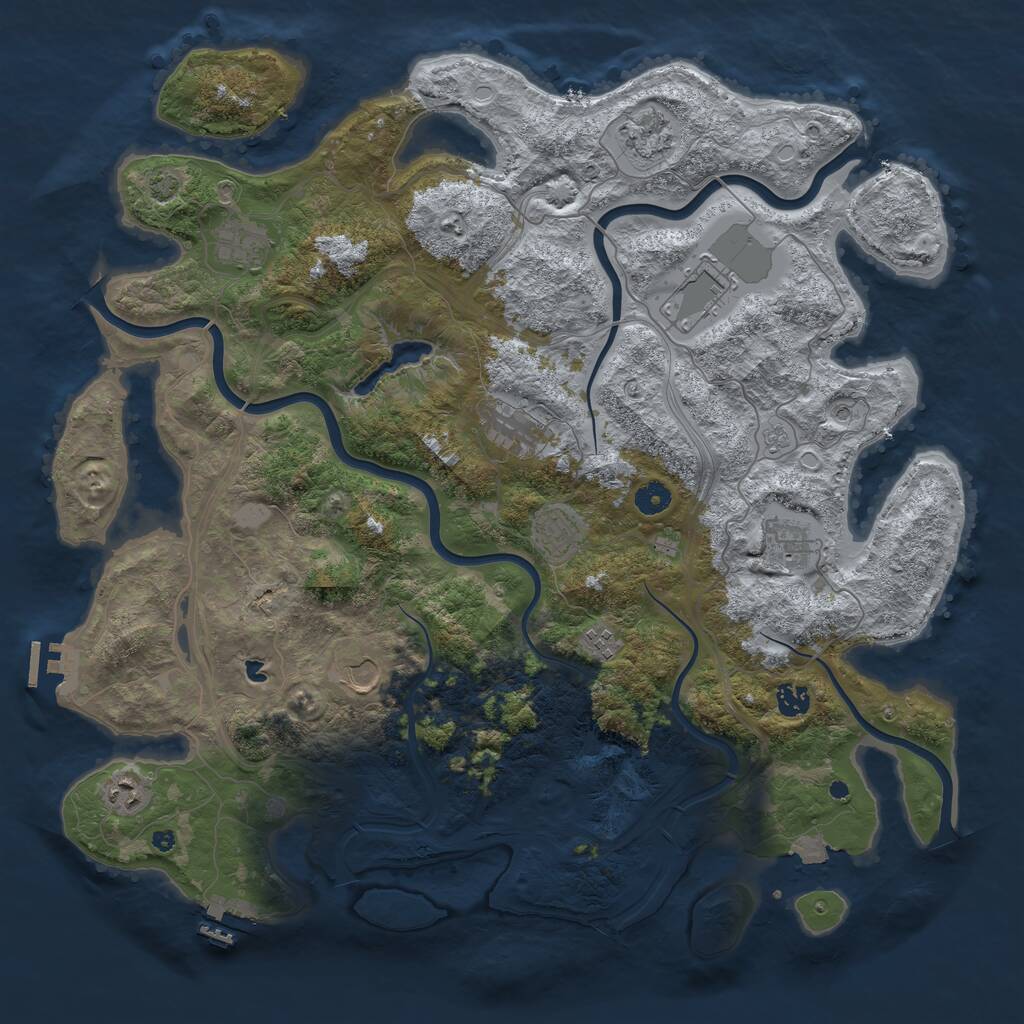 Rust Map: Procedural Map, Size: 4499, Seed: 1234567890, 16 Monuments