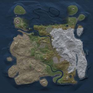 Thumbnail Rust Map: Procedural Map, Size: 3500, Seed: 1970636168, 14 Monuments
