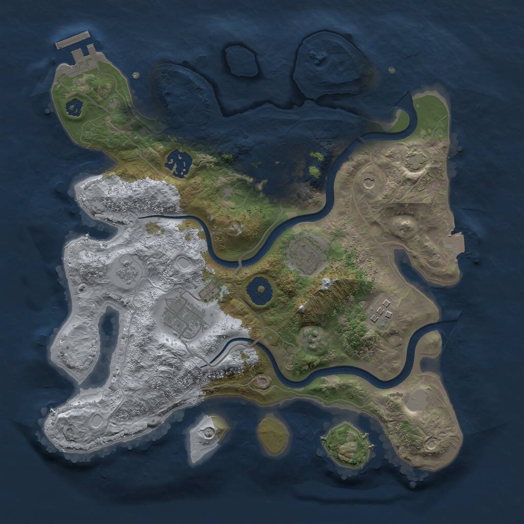 Rust Map: Procedural Map, Size: 3000, Seed: 16219, 10 Monuments