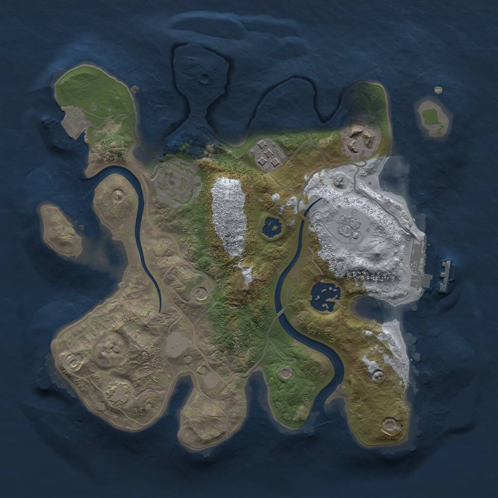 Rust Map: Procedural Map, Size: 2500, Seed: 34263, 9 Monuments