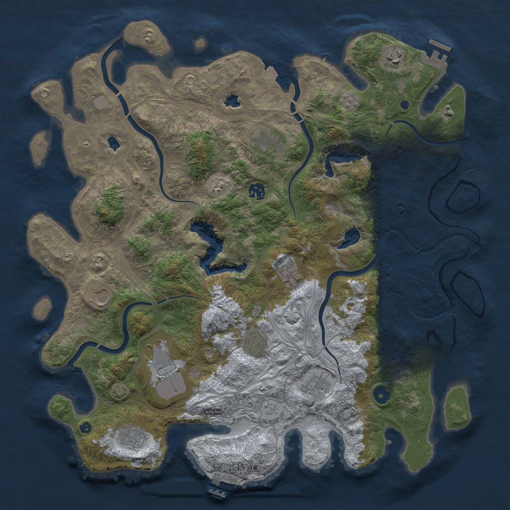 Rust Map: Procedural Map, Size: 4500, Seed: 916274780, 16 Monuments