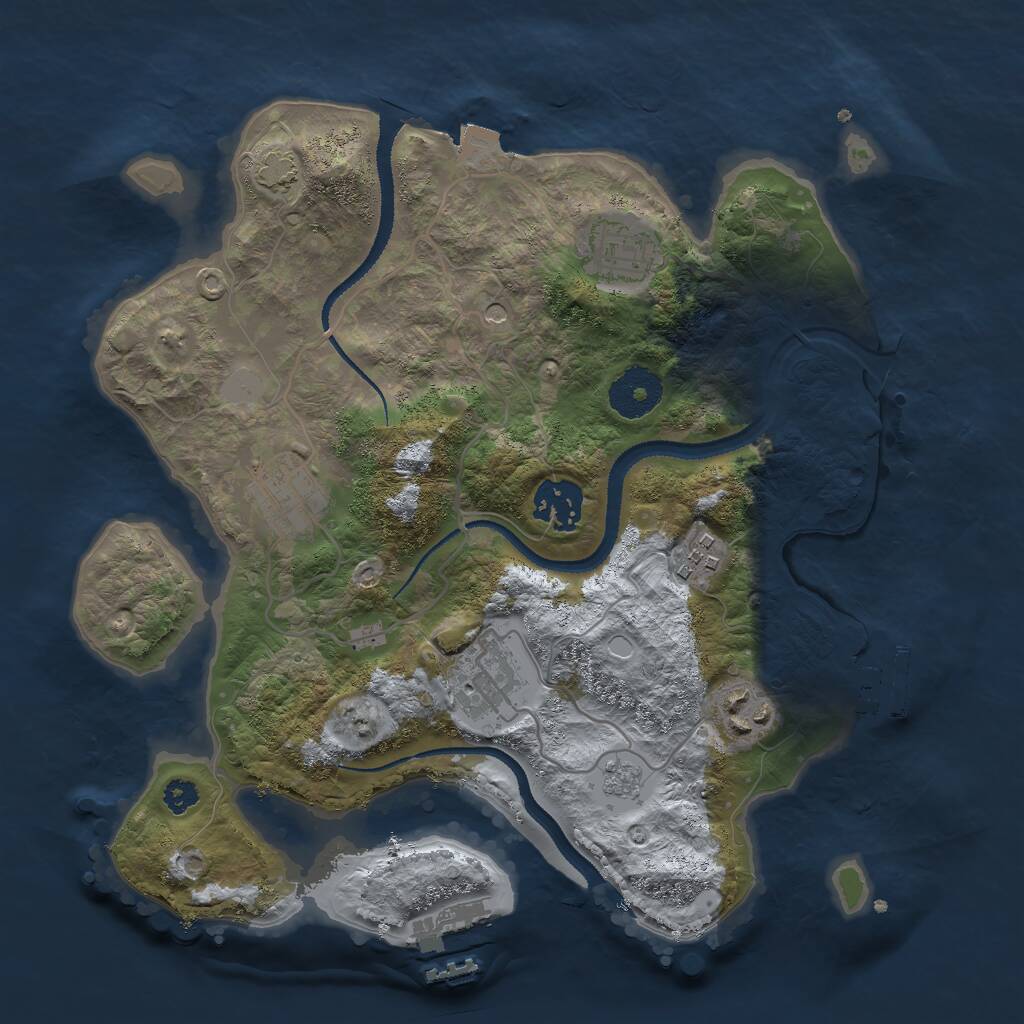 Rust Map: Procedural Map, Size: 3000, Seed: 5436644, 12 Monuments