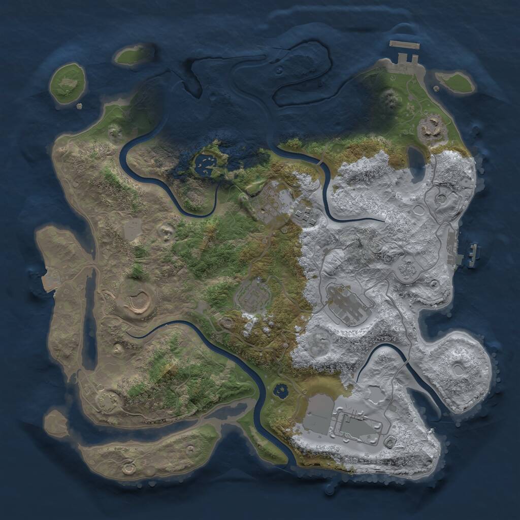 Rust Map: Procedural Map, Size: 3500, Seed: 502188737, 14 Monuments