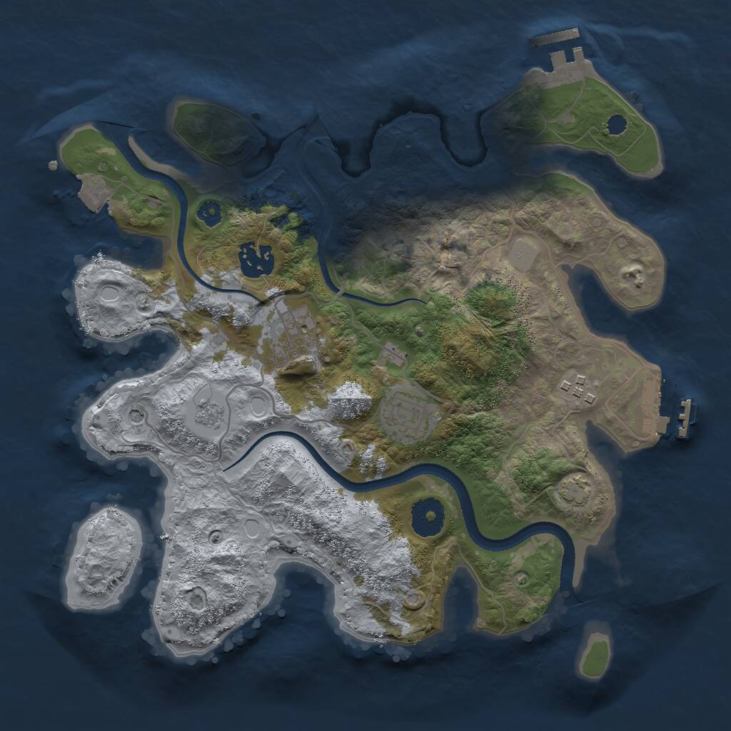 Rust Map: Procedural Map, Size: 3000, Seed: 87654321, 10 Monuments