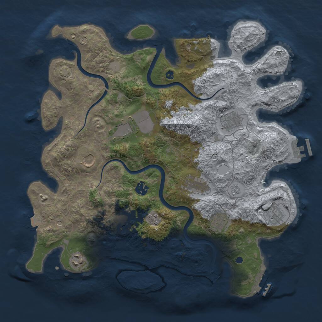 Rust Map: Procedural Map, Size: 3750, Seed: 516187867, 16 Monuments