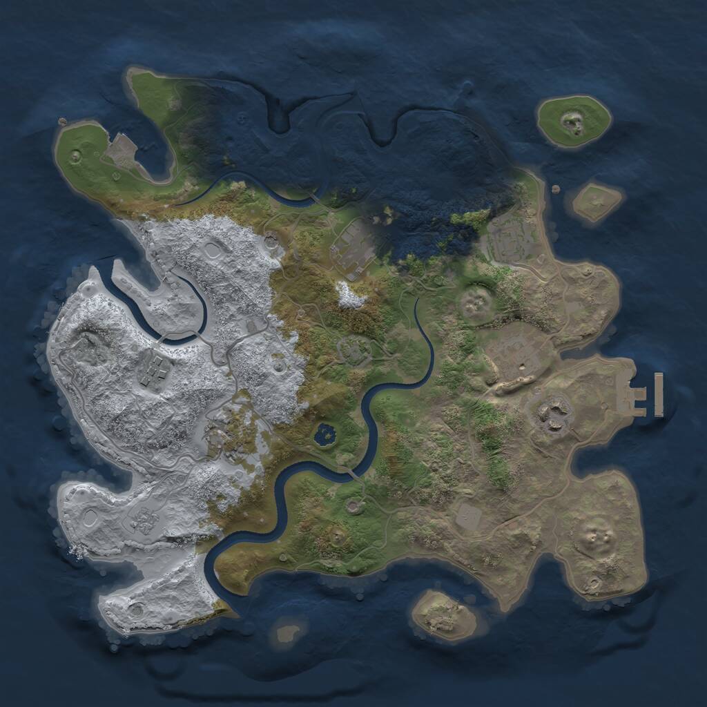 Rust Map: Procedural Map, Size: 3250, Seed: 2355414, 11 Monuments