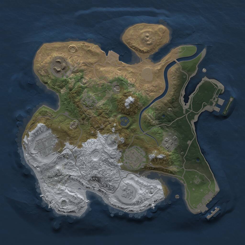 Rust Map: Procedural Map, Size: 2500, Seed: 304916816, 10 Monuments