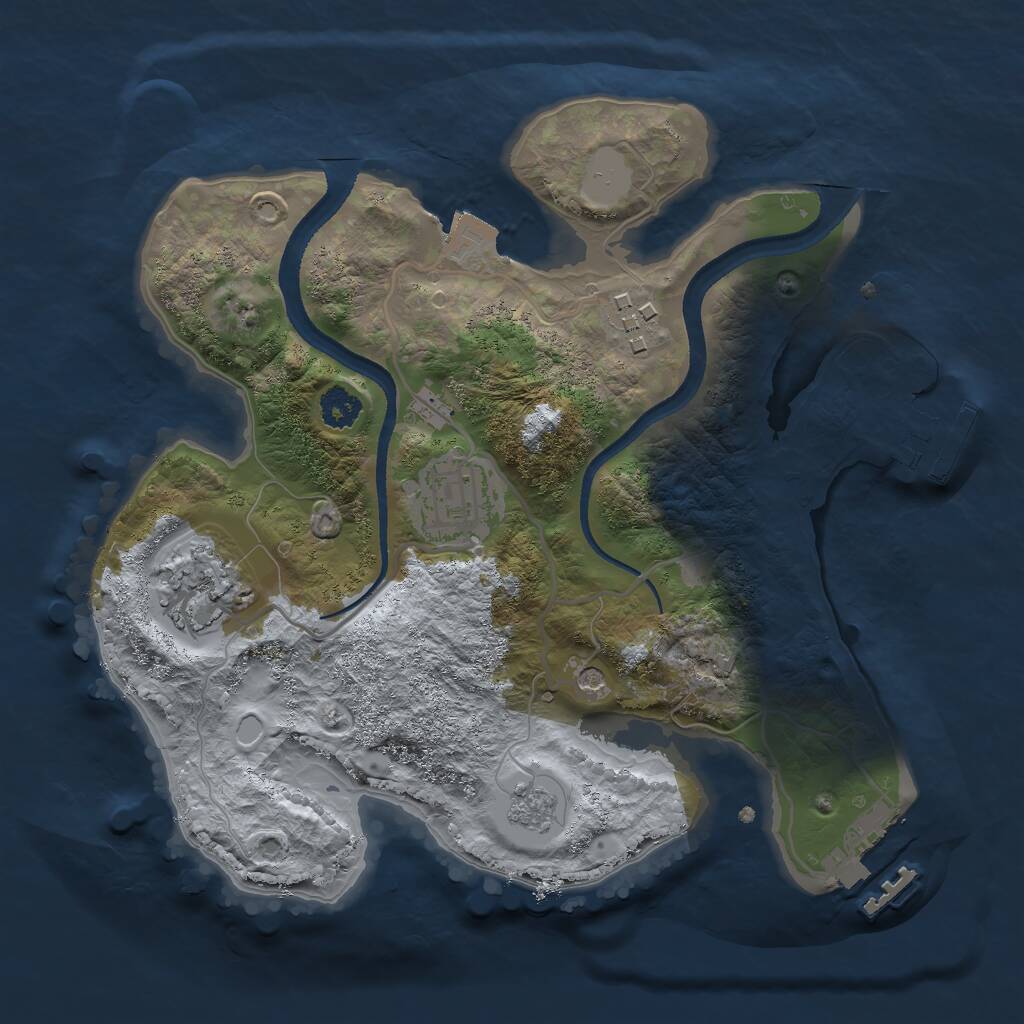 Rust Map: Procedural Map, Size: 2500, Seed: 304916816, 8 Monuments
