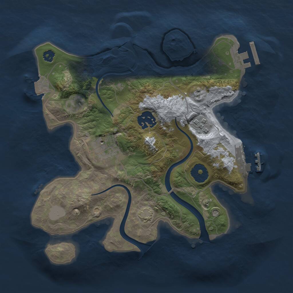 Rust Map: Procedural Map, Size: 2500, Seed: 821617307, 7 Monuments