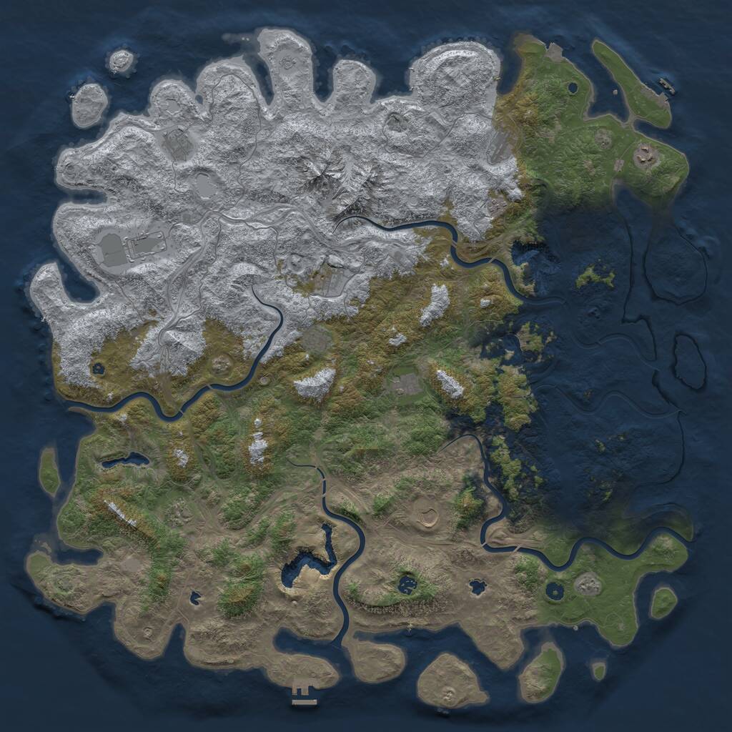 Rust Map: Procedural Map, Size: 6000, Seed: 45678768, 17 Monuments