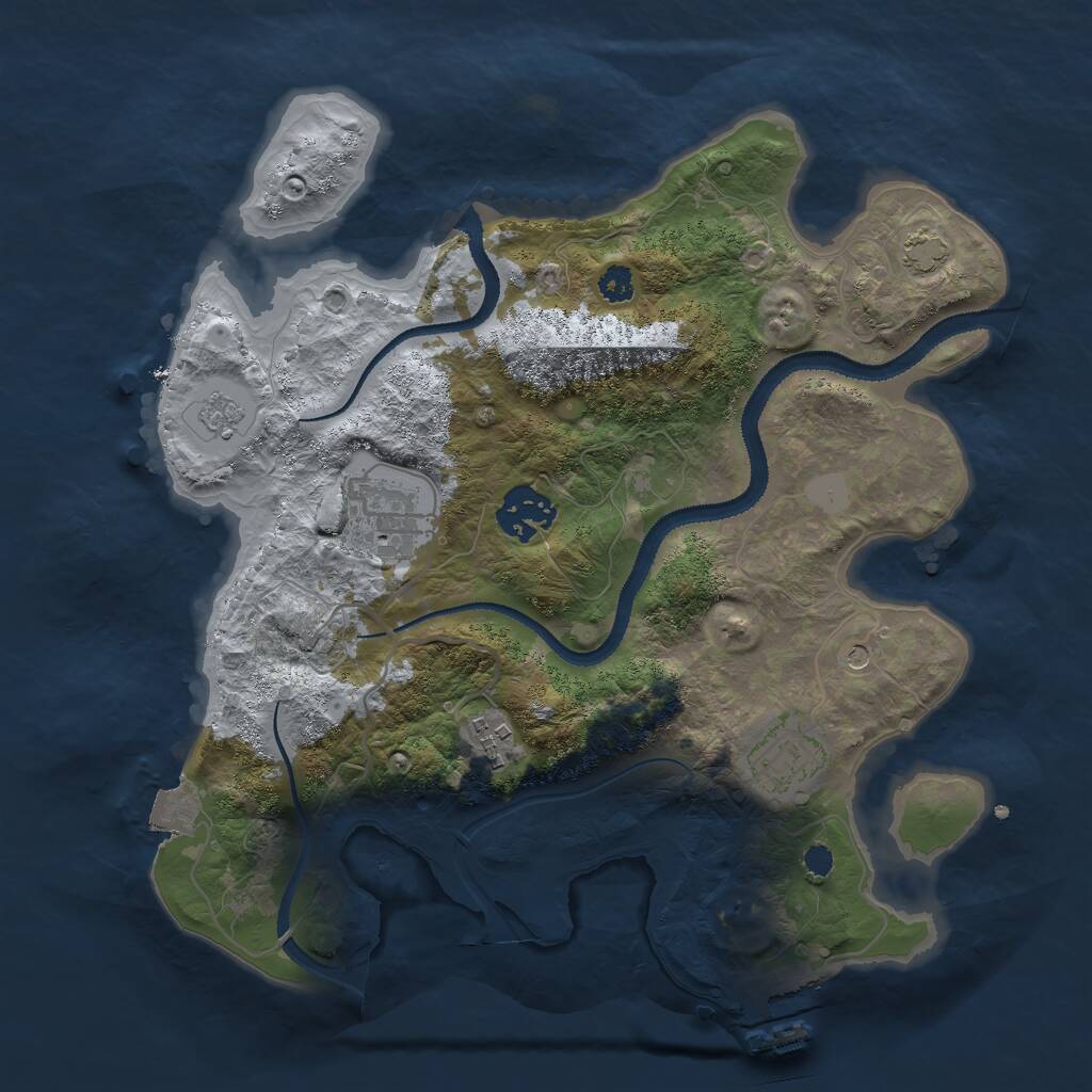Rust Map: Procedural Map, Size: 3000, Seed: 1350459606, 9 Monuments