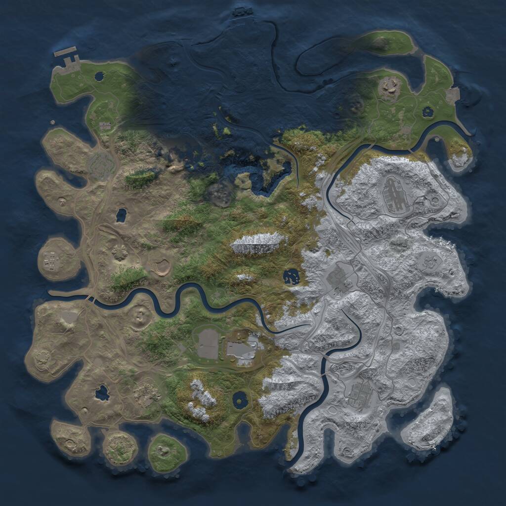 Rust Map: Procedural Map, Size: 4500, Seed: 1403023652, 17 Monuments