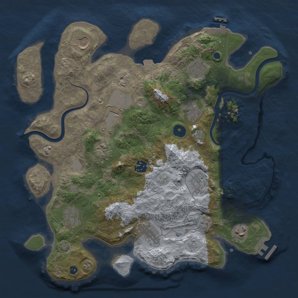 Rust Map: Procedural Map, Size: 3600, Seed: 1573, 17 Monuments