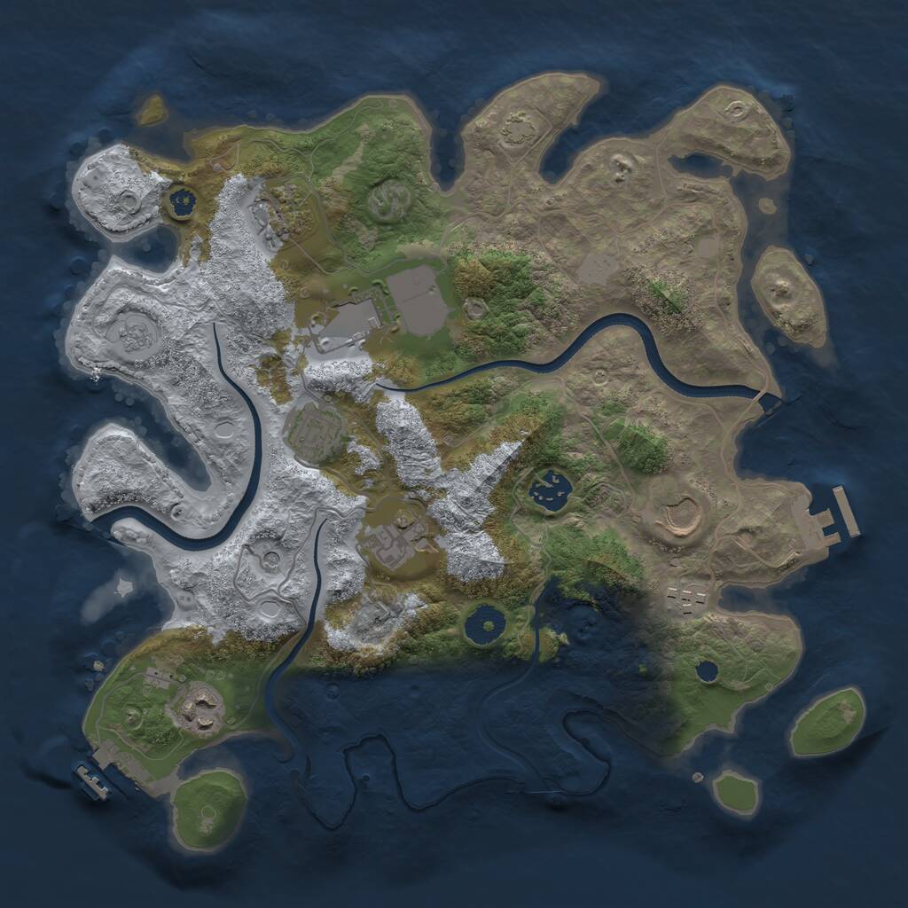Rust Map: Procedural Map, Size: 3500, Seed: 1934534475, 14 Monuments