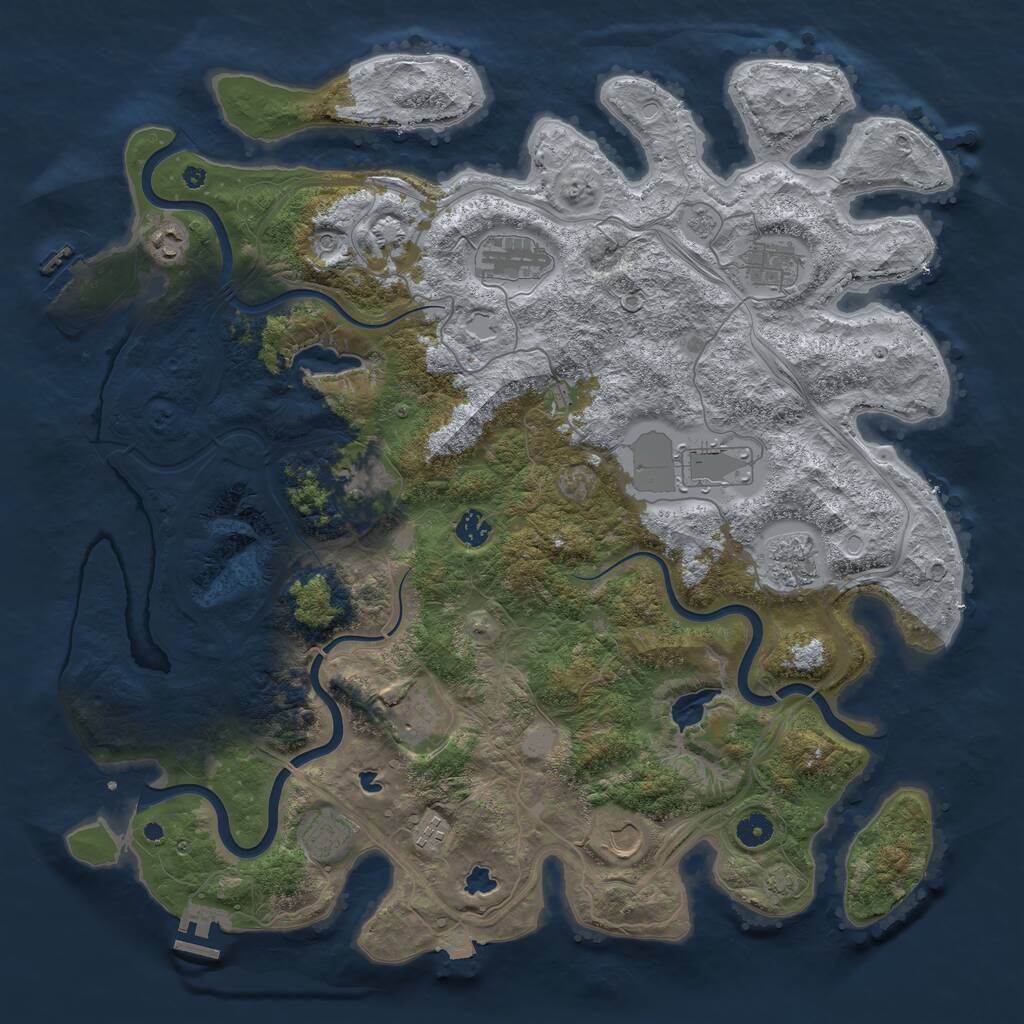 Rust Map: Procedural Map, Size: 4500, Seed: 481930, 17 Monuments