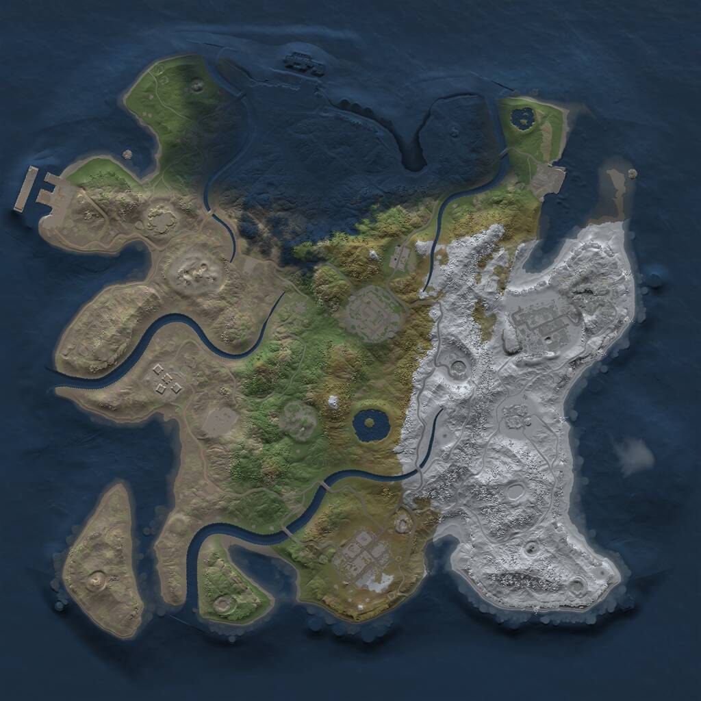 Rust Map: Procedural Map, Size: 3000, Seed: 510205386, 10 Monuments