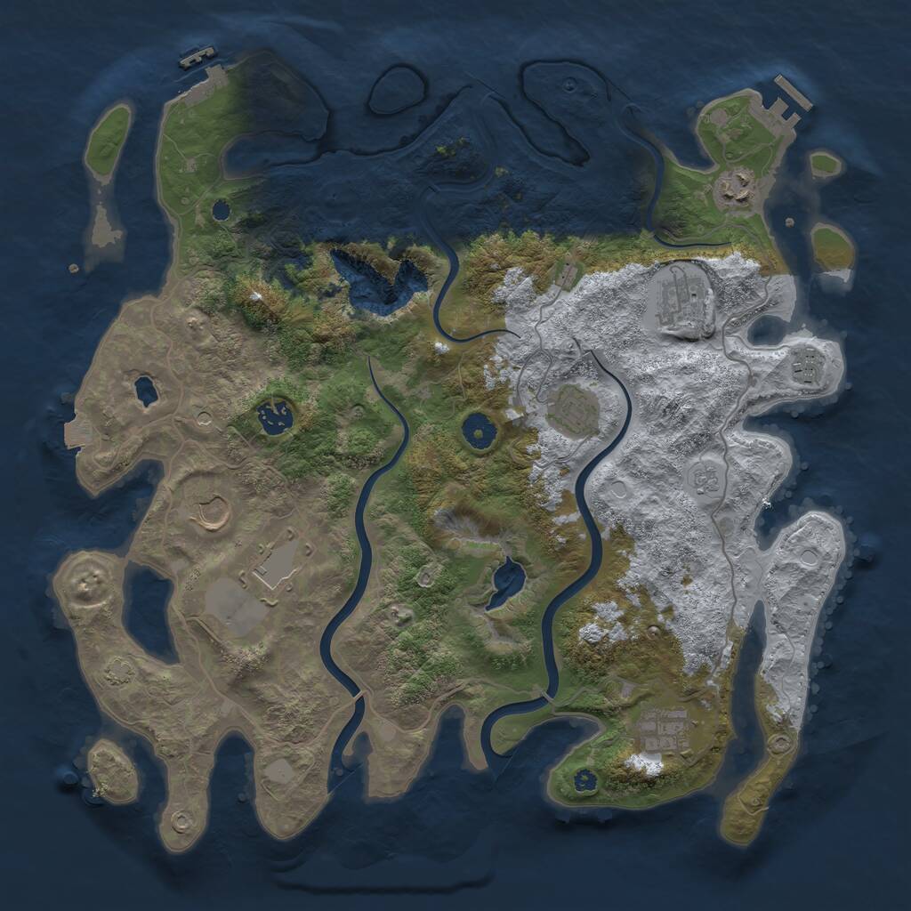 Rust Map: Procedural Map, Size: 4000, Seed: 654618423, 14 Monuments
