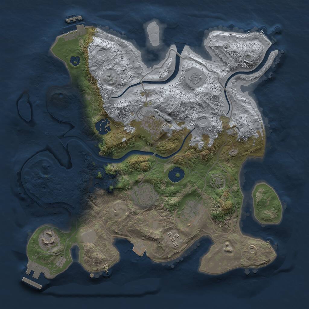 Rust Map: Procedural Map, Size: 3000, Seed: 28549, 12 Monuments