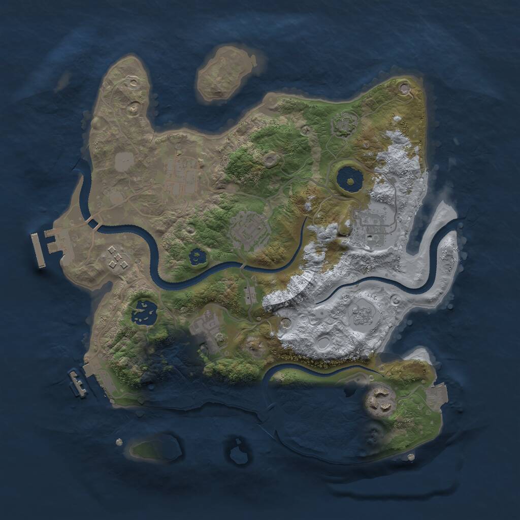 Rust Map: Procedural Map, Size: 3000, Seed: 654664, 13 Monuments