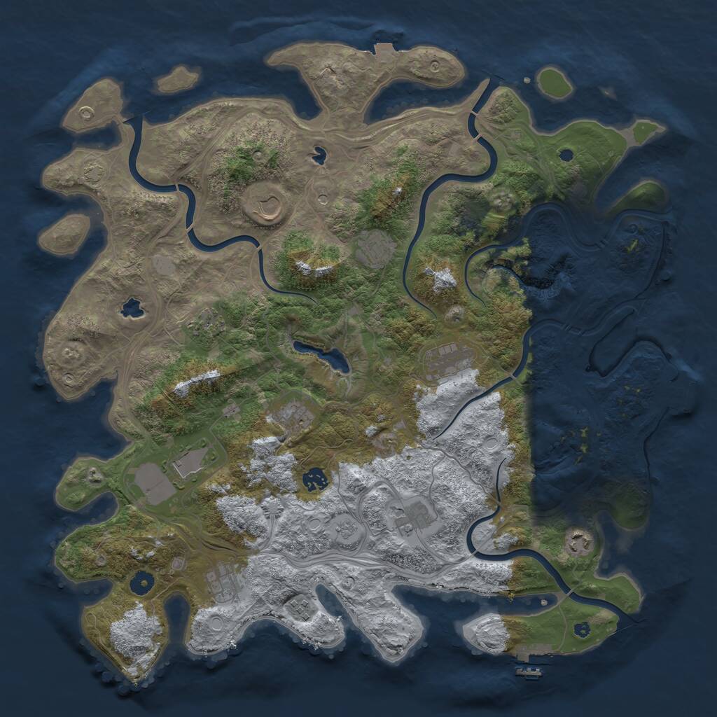 Rust Map: Procedural Map, Size: 4500, Seed: 2084126565, 17 Monuments