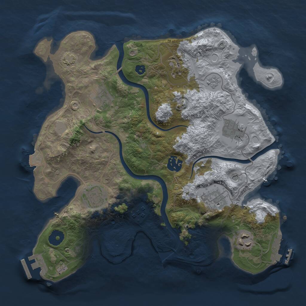 Rust Map: Procedural Map, Size: 3000, Seed: 46252573, 14 Monuments