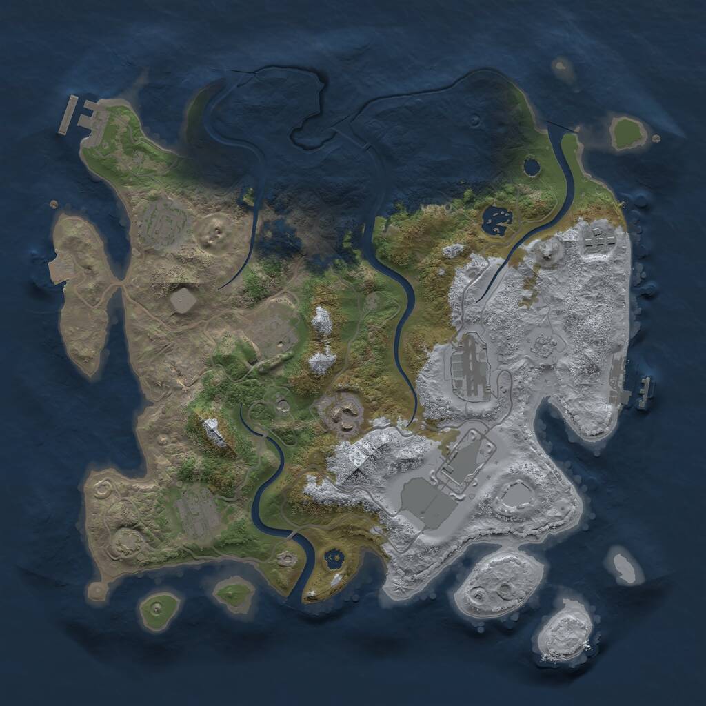 Rust Map: Procedural Map, Size: 3500, Seed: 401685412, 14 Monuments
