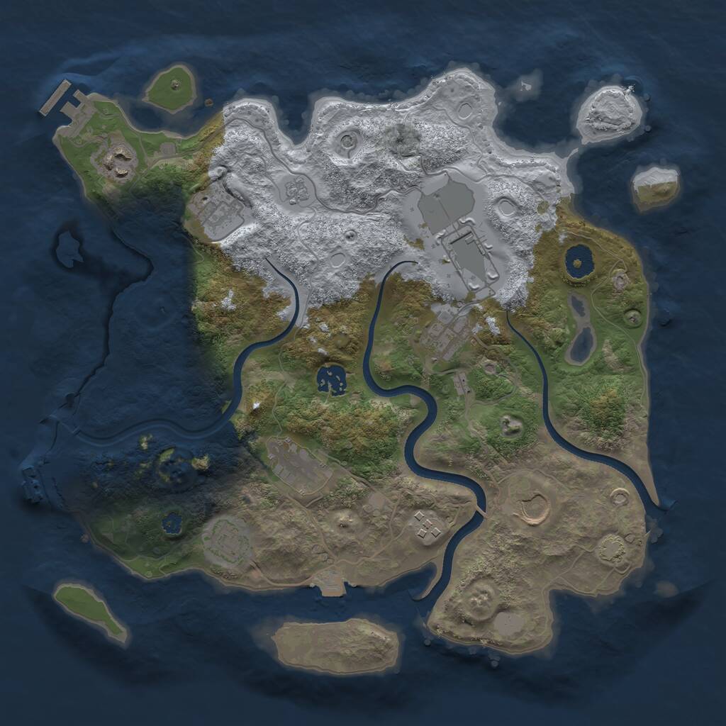 Rust Map: Procedural Map, Size: 3500, Seed: 2092365480, 15 Monuments