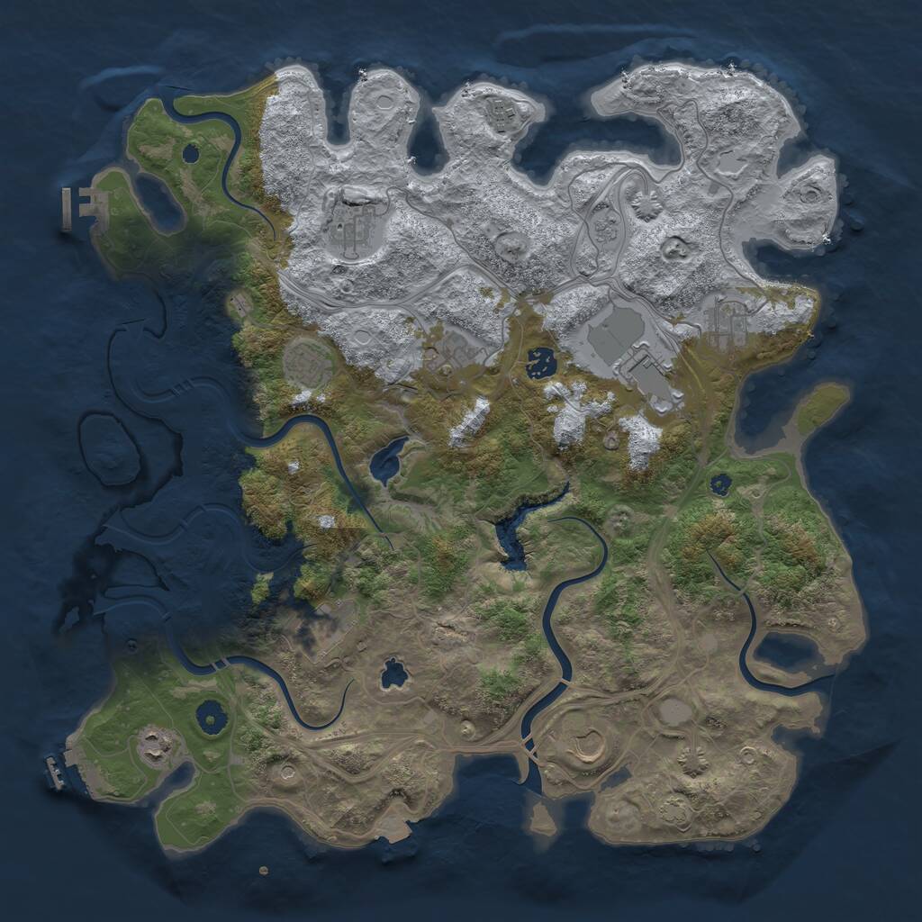Rust Map: Procedural Map, Size: 4300, Seed: 691815126, 16 Monuments