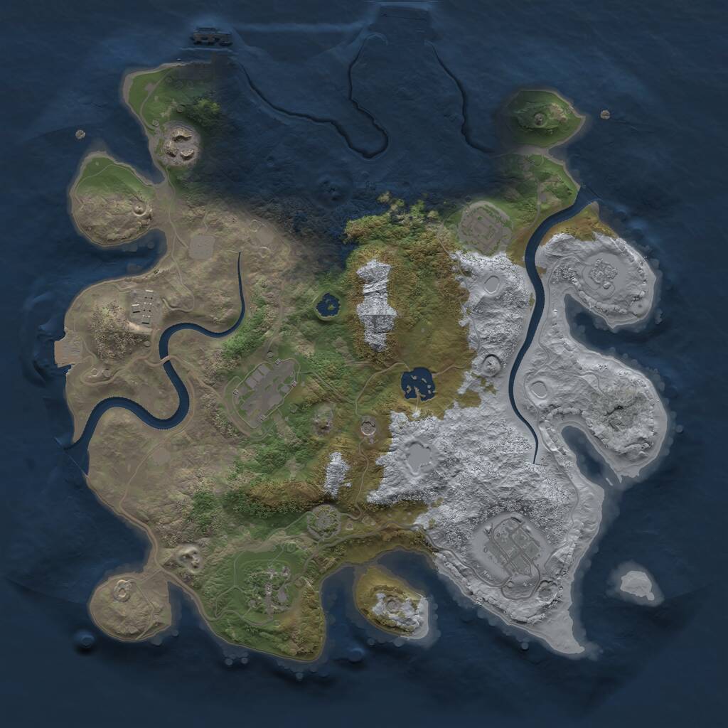 Rust Map: Procedural Map, Size: 3200, Seed: 35325, 13 Monuments