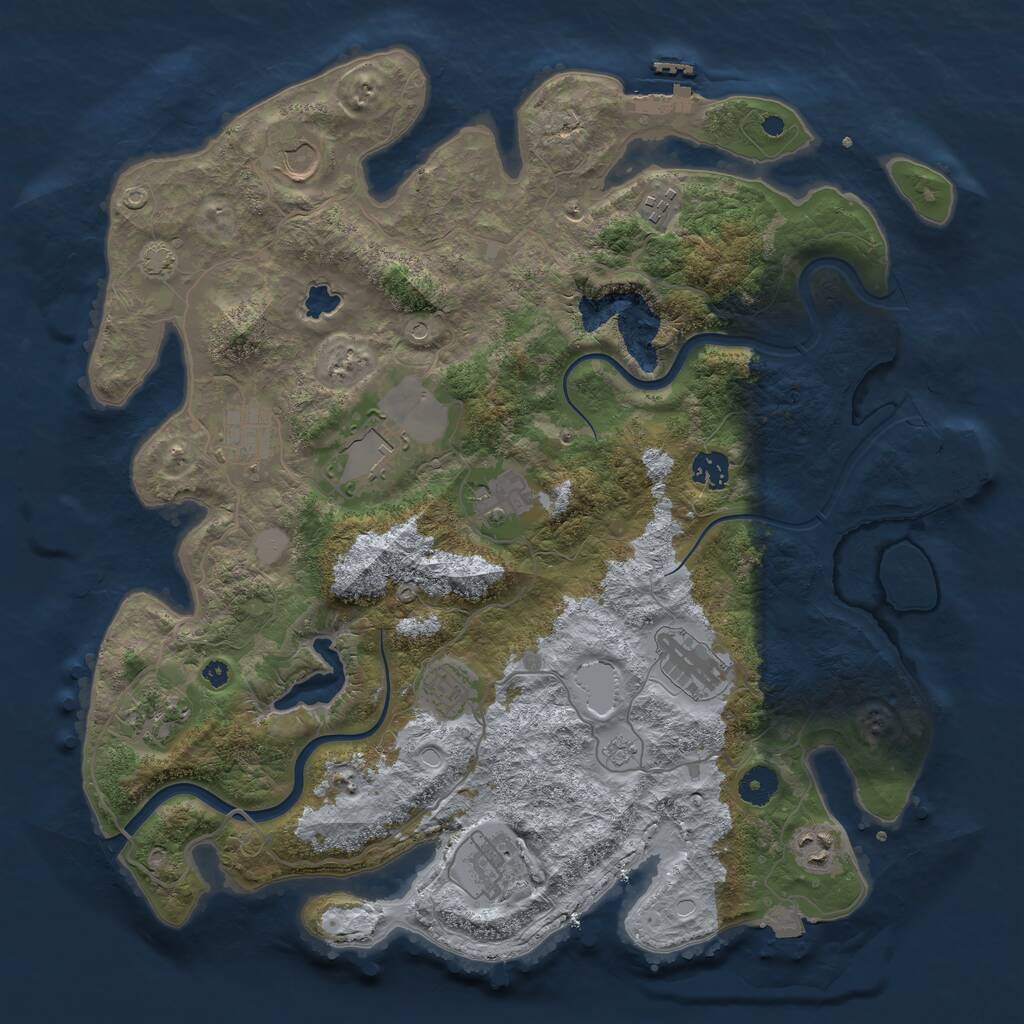 Rust Map: Procedural Map, Size: 4000, Seed: 2028779442, 17 Monuments