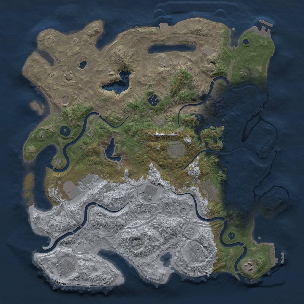 Rust Map: Procedural Map, Size: 4321, Seed: 4321, 16 Monuments