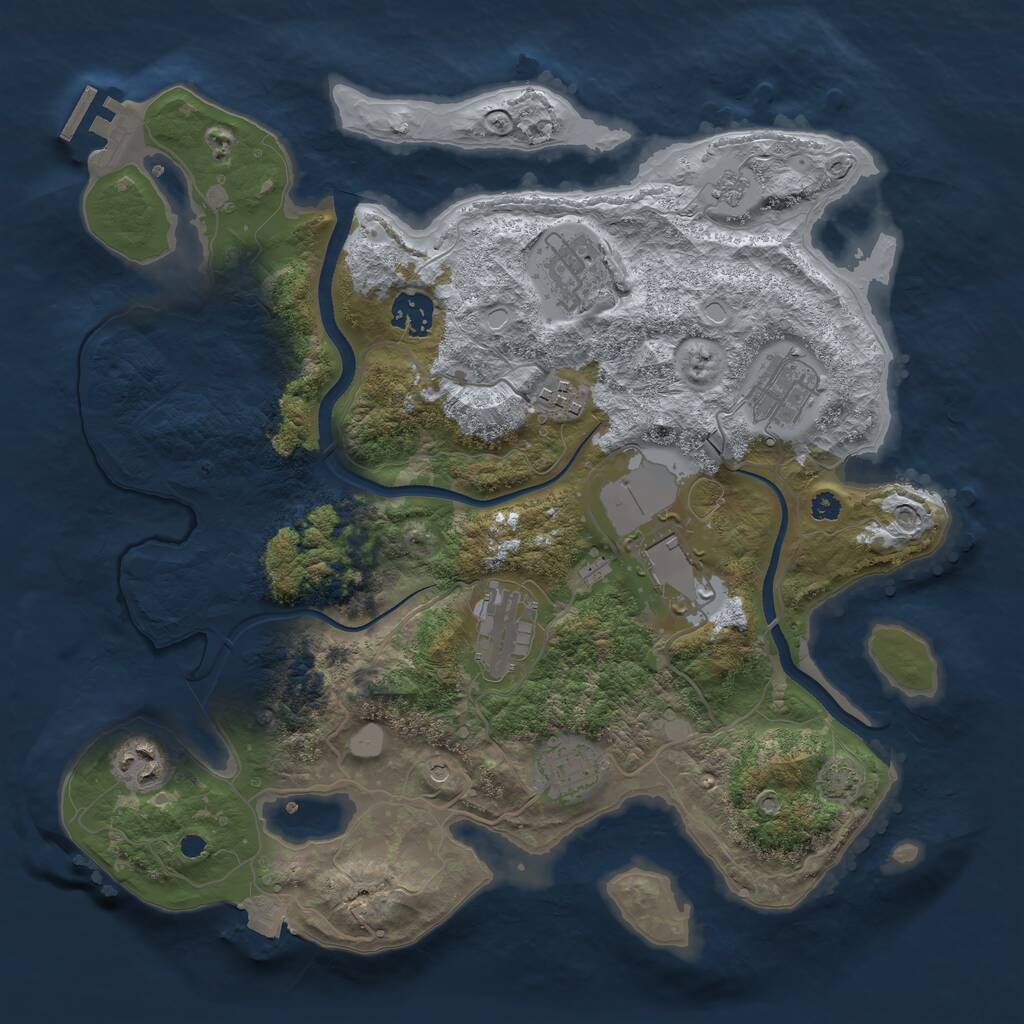 Rust Map: Procedural Map, Size: 3500, Seed: 1537308139, 13 Monuments