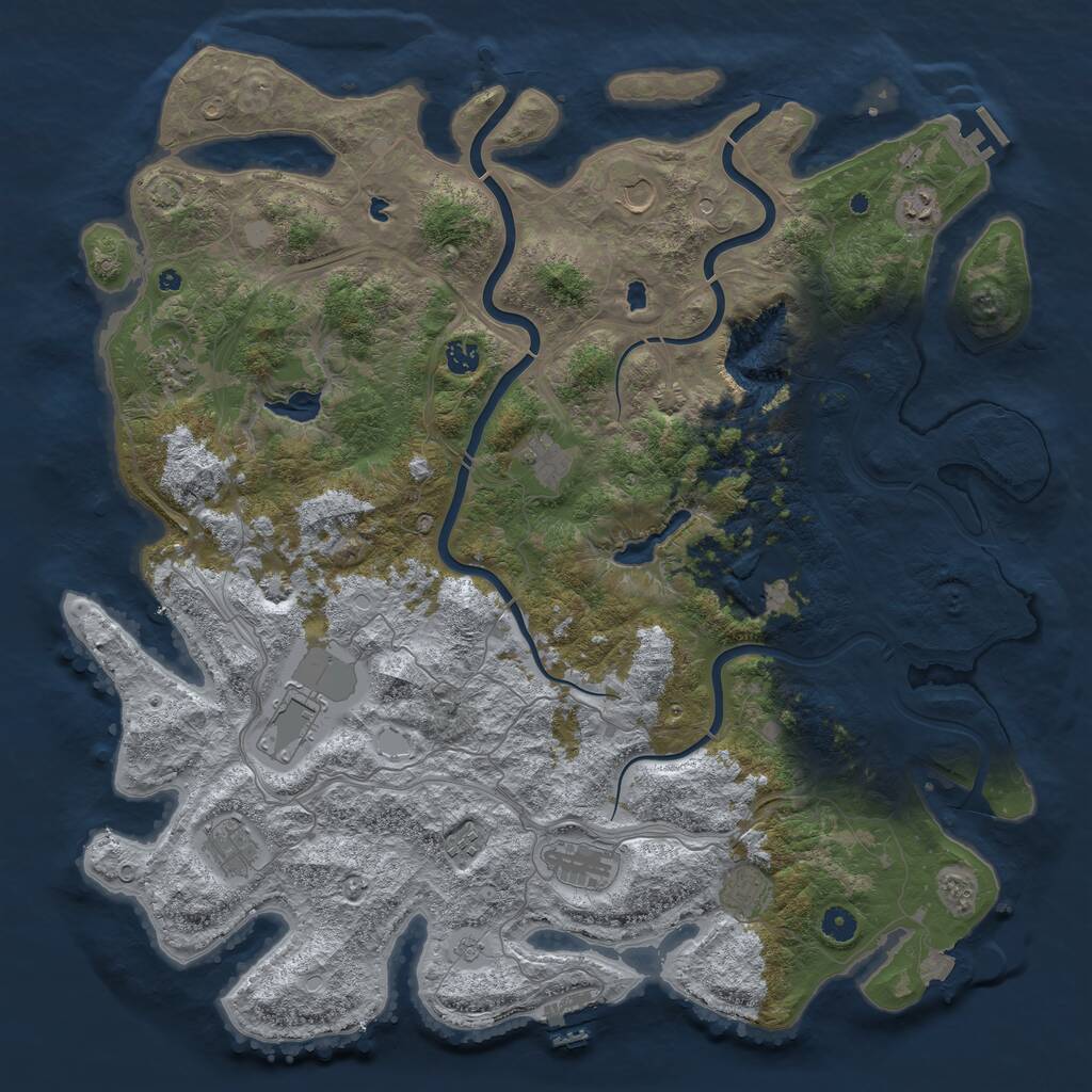 Rust Map: Procedural Map, Size: 4800, Seed: 368016170, 17 Monuments