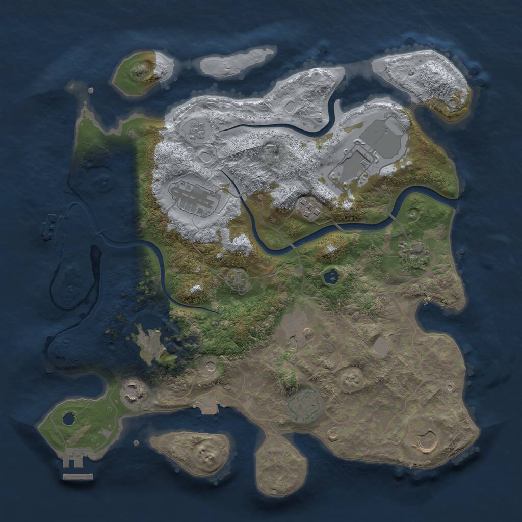 Rust Map: Procedural Map, Size: 3500, Seed: 1838710544, 15 Monuments