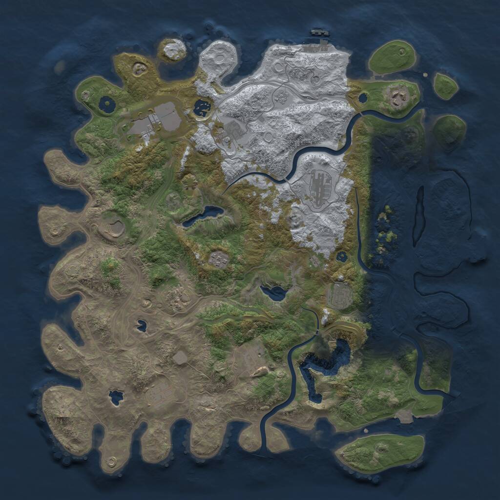 Rust Map: Procedural Map, Size: 4500, Seed: 214783659, 17 Monuments