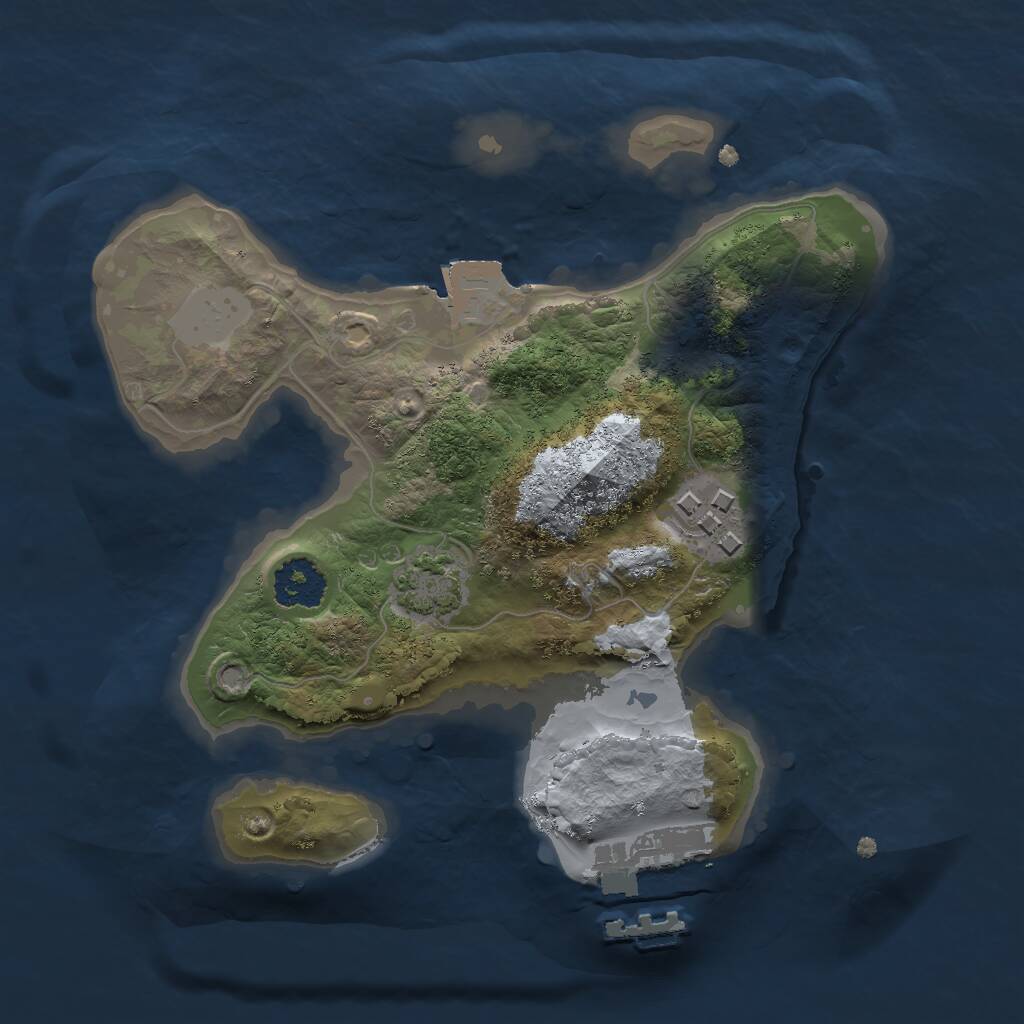 Rust Map: Procedural Map, Size: 2000, Seed: 1797057255, 4 Monuments