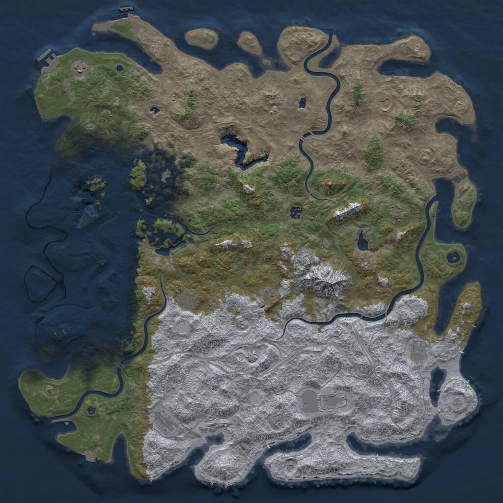 Rust Map: Procedural Map, Size: 6000, Seed: 297774496, 17 Monuments