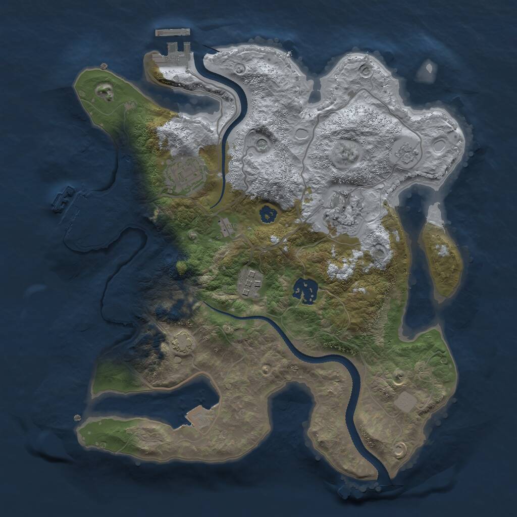 Rust Map: Procedural Map, Size: 3000, Seed: 583576, 10 Monuments