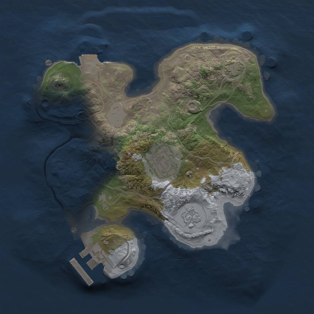 Rust Map: Procedural Map, Size: 2000, Seed: 7622663, 5 Monuments