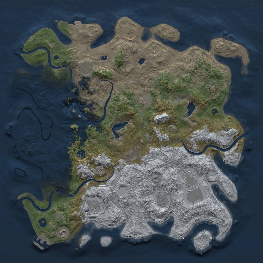 Rust Map: Procedural Map, Size: 4500, Seed: 1115780805, 17 Monuments