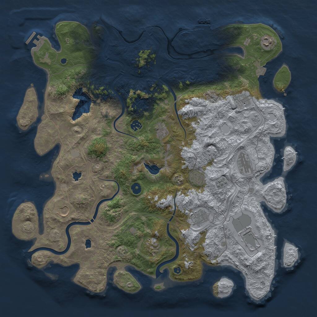 Rust Map: Procedural Map, Size: 4500, Seed: 64535, 17 Monuments