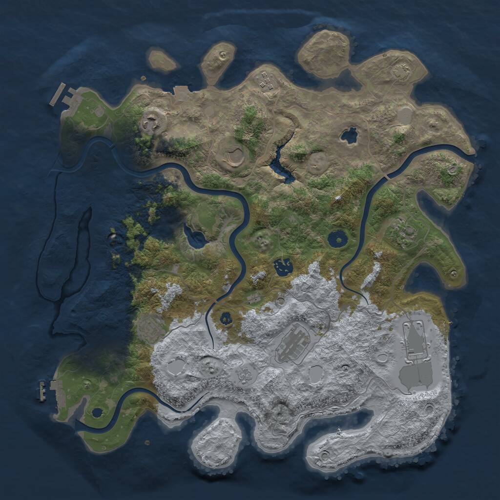 Rust Map: Procedural Map, Size: 4000, Seed: 2058817875, 14 Monuments